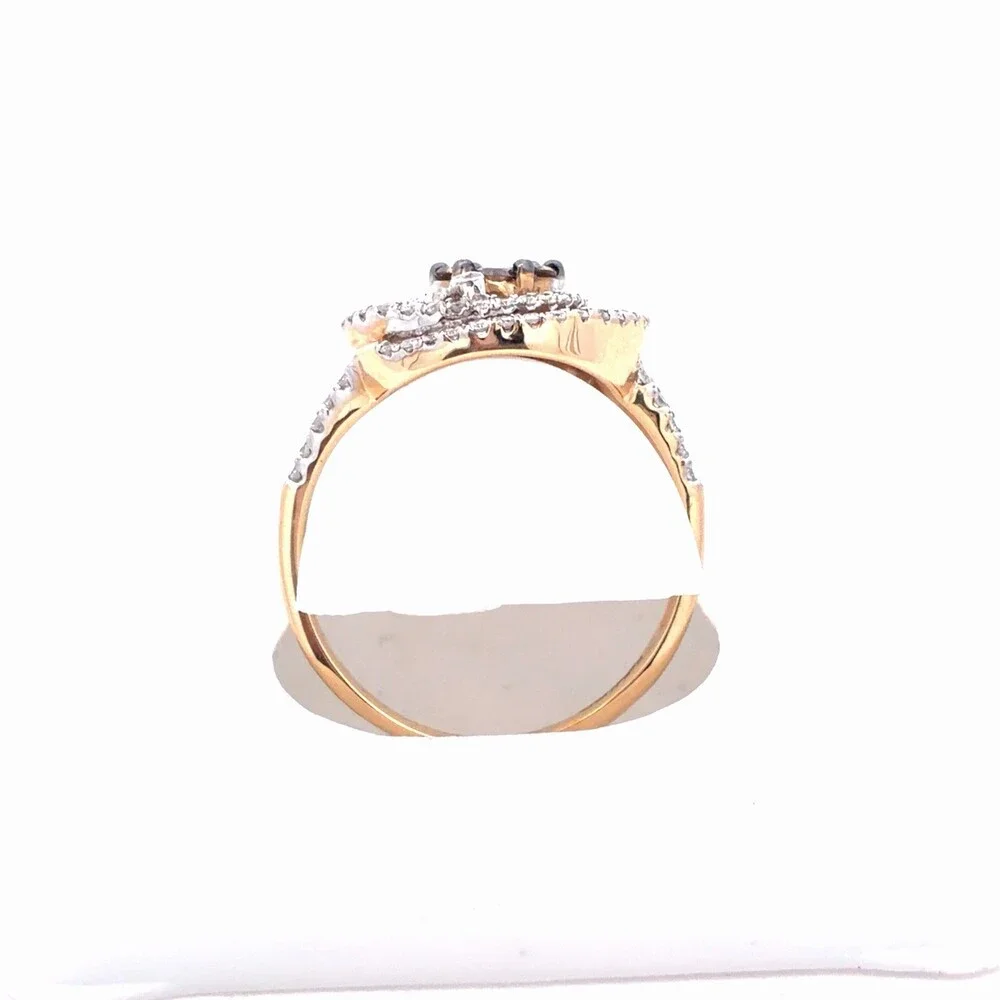 Designer Kallati 14K Yellow Gold Coco & White Diamond Floral Open Swirl Ring